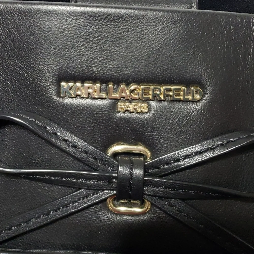 Karl lagerfeld black large shoulder vegan tote bag